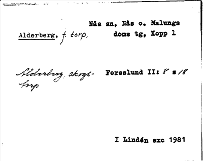 Bild på arkivkortet för arkivposten Alderberg