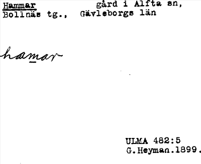 Bild på arkivkortet för arkivposten Hammar