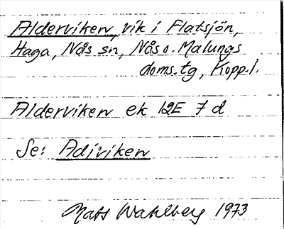 Bild på arkivkortet för arkivposten Alderviken, se Adiviken