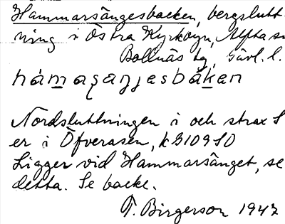 Bild på arkivkortet för arkivposten Hammarsängesbacken