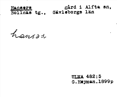 Bild på arkivkortet för arkivposten Hansers