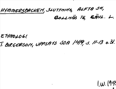 Bild på arkivkortet för arkivposten Hymmersbacken