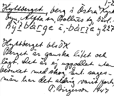 Bild på arkivkortet för arkivposten Hyttberget