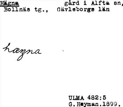 Bild på arkivkortet för arkivposten Hägna