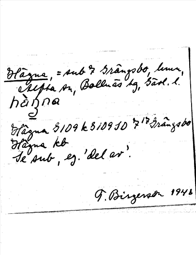 Bild på arkivkortet för arkivposten Hägna