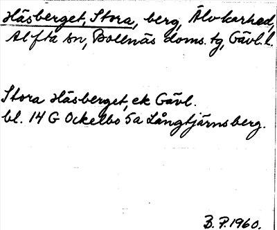 Bild på arkivkortet för arkivposten Häsberget, Stora