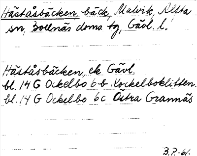 Bild på arkivkortet för arkivposten Häståsbäcken