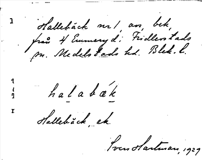 Bild på arkivkortet för arkivposten Hallebäck