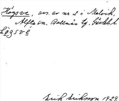 Bild på arkivkortet för arkivposten Högsve