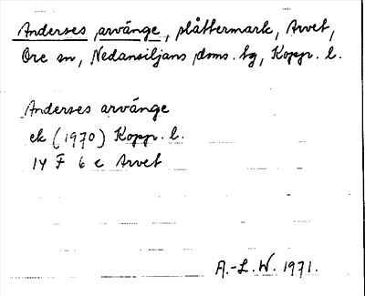 Bild på arkivkortet för arkivposten Anderses arvänge