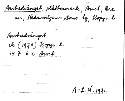 Bild på arkivkortet för arkivposten Arvhedsänget