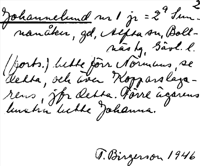 Bild på arkivkortet för arkivposten Johannelund