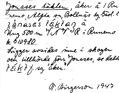 Bild på arkivkortet för arkivposten Jonases täkten