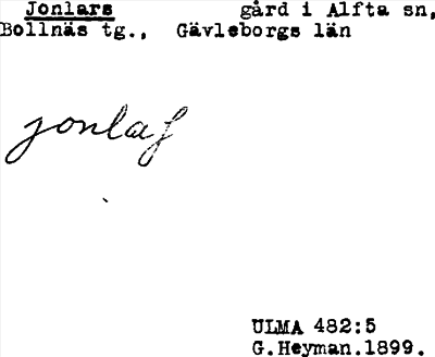 Bild på arkivkortet för arkivposten Jonlars