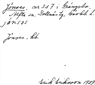 Bild på arkivkortet för arkivposten Jönses