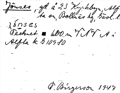Bild på arkivkortet för arkivposten Jönses