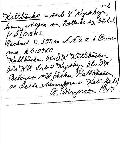 Bild på arkivkortet för arkivposten Kallbäcks