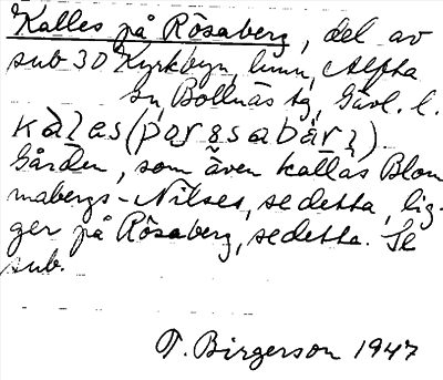 Bild på arkivkortet för arkivposten Kalles på Rösaberg