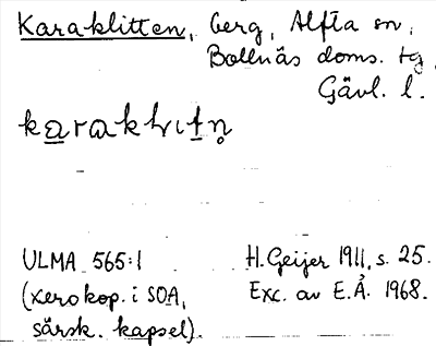 Bild på arkivkortet för arkivposten Karaklitten