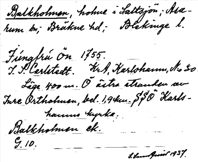 Bild på arkivkortet för arkivposten Balkholmen