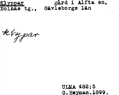 Bild på arkivkortet för arkivposten Klyppar