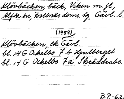 Bild på arkivkortet för arkivposten Klövbäcken