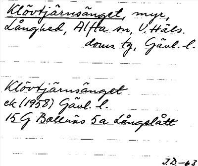 Bild på arkivkortet för arkivposten Klövtjärnsänget
