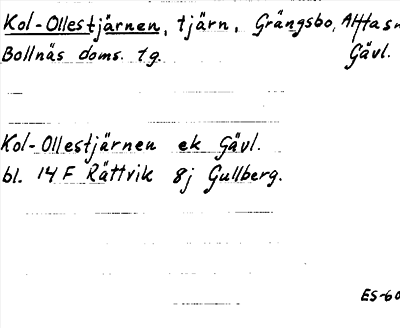 Bild på arkivkortet för arkivposten Kol-Ollestjärnen