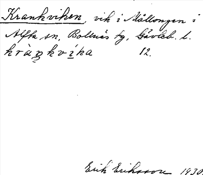 Bild på arkivkortet för arkivposten Krankviken