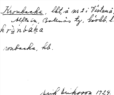 Bild på arkivkortet för arkivposten Kronbacka