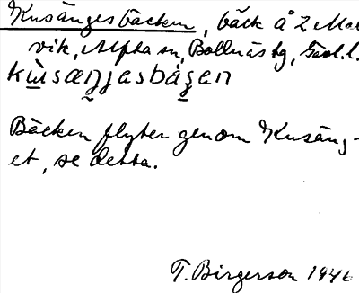 Bild på arkivkortet för arkivposten Kusängesbäcken