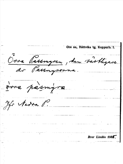 Bild på arkivkortet för arkivposten Övra Passmyren