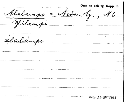 Bild på arkivkortet för arkivposten Alalampi