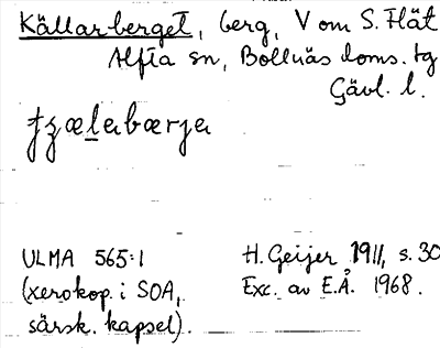 Bild på arkivkortet för arkivposten Källarberget