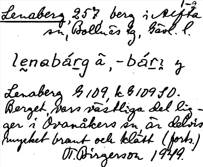 Bild på arkivkortet för arkivposten Lenaberg