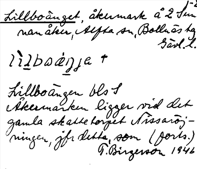 Bild på arkivkortet för arkivposten Lillboänget