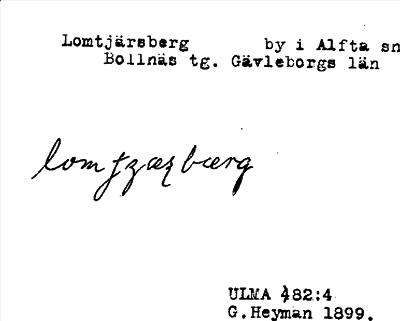Bild på arkivkortet för arkivposten Lomtjärsberg