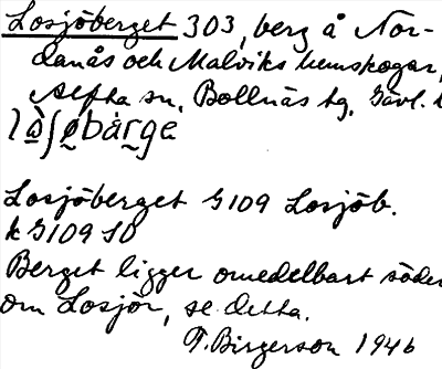 Bild på arkivkortet för arkivposten Losjöberget