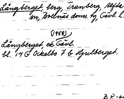 Bild på arkivkortet för arkivposten Långberget
