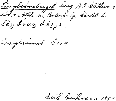 Bild på arkivkortet för arkivposten Långbrännberget