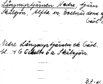 Bild på arkivkortet för arkivposten Långmyrtjärnen, Nedre