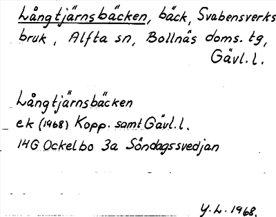 Bild på arkivkortet för arkivposten Långtjärnsbäcken