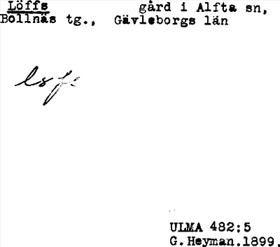 Bild på arkivkortet för arkivposten Löffs