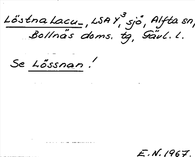 Bild på arkivkortet för arkivposten Löstna Lacu