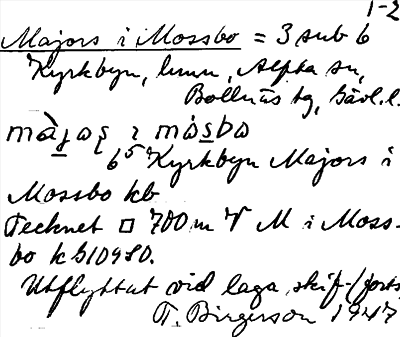 Bild på arkivkortet för arkivposten Majors i Mossbo