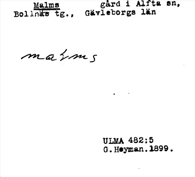 Bild på arkivkortet för arkivposten Malms
