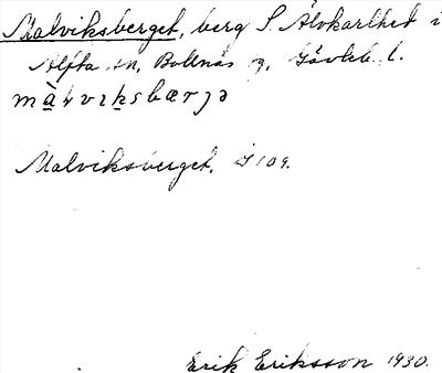Bild på arkivkortet för arkivposten Malviksberget
