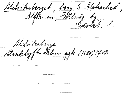 Bild på arkivkortet för arkivposten Malviksberget