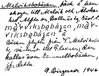 Bild på arkivkortet för arkivposten Malviksbobäcken
