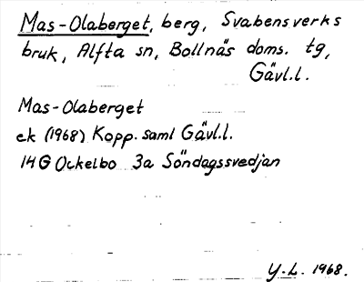 Bild på arkivkortet för arkivposten Mas-Olaberget